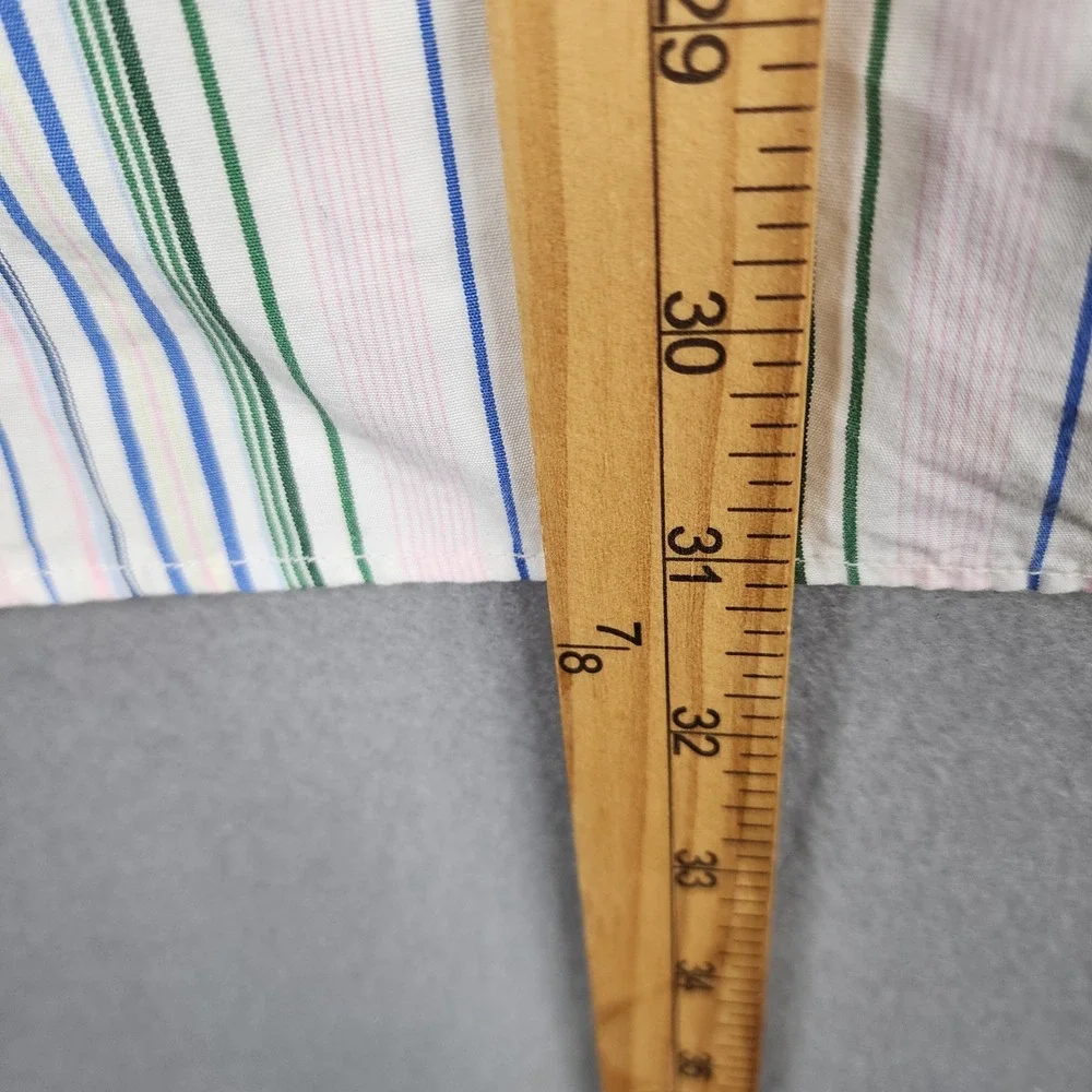 J Crew Mens Button Down Dress Shirt Pink Blue Green Striped Pastel‎ XL 17 17.5